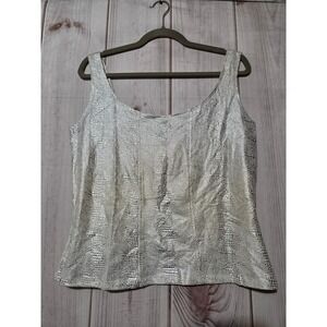 Chesley Womens Silver Metallic Crocodile Print Tank Top XLarge